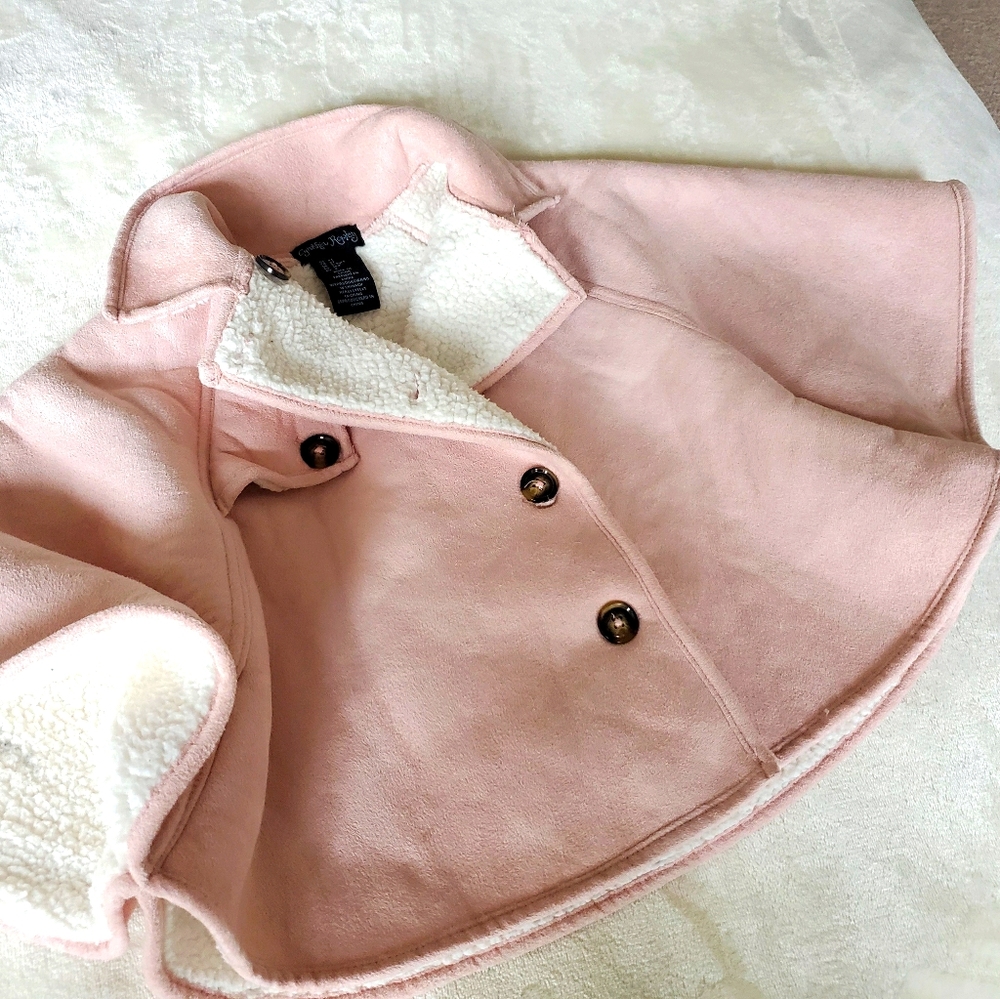 Girl's pink sherpa fleece cape coat 4T